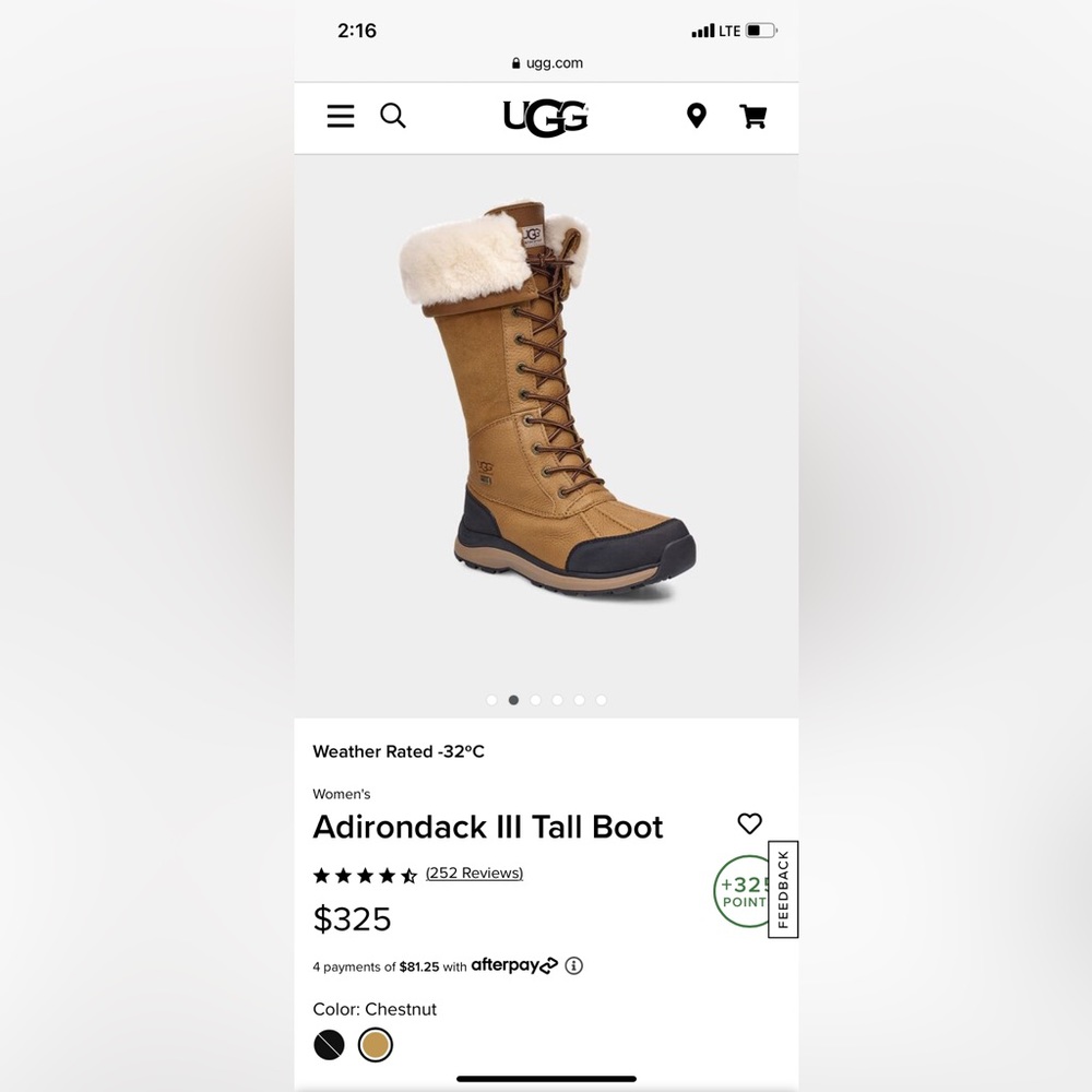 UGG Adirondack Tall Boot Size 7
